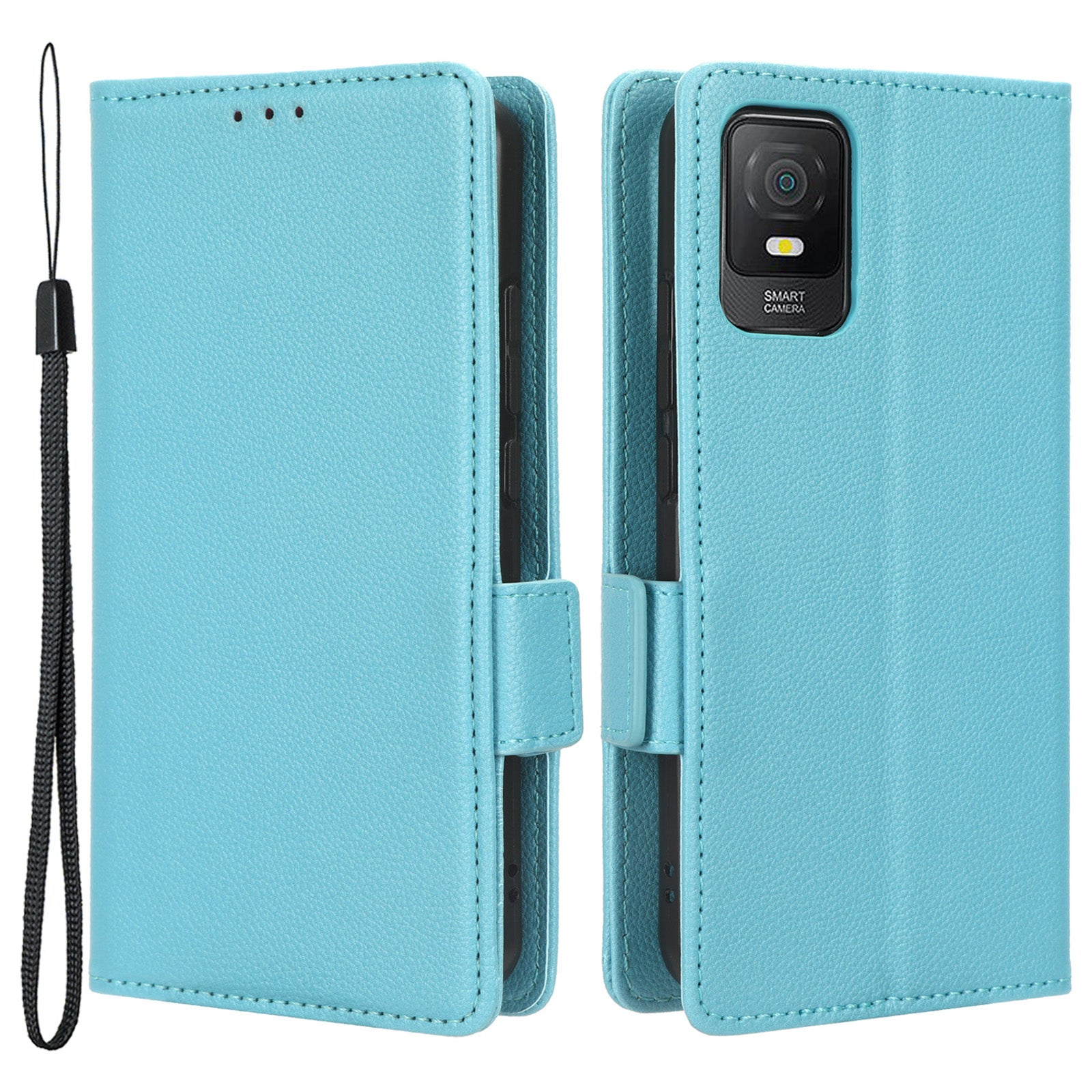 For TCL 403 Litchi Texture Mobile Phone Cover Wallet Stand PU Leather Dual Magnetic Clasp Phone Case