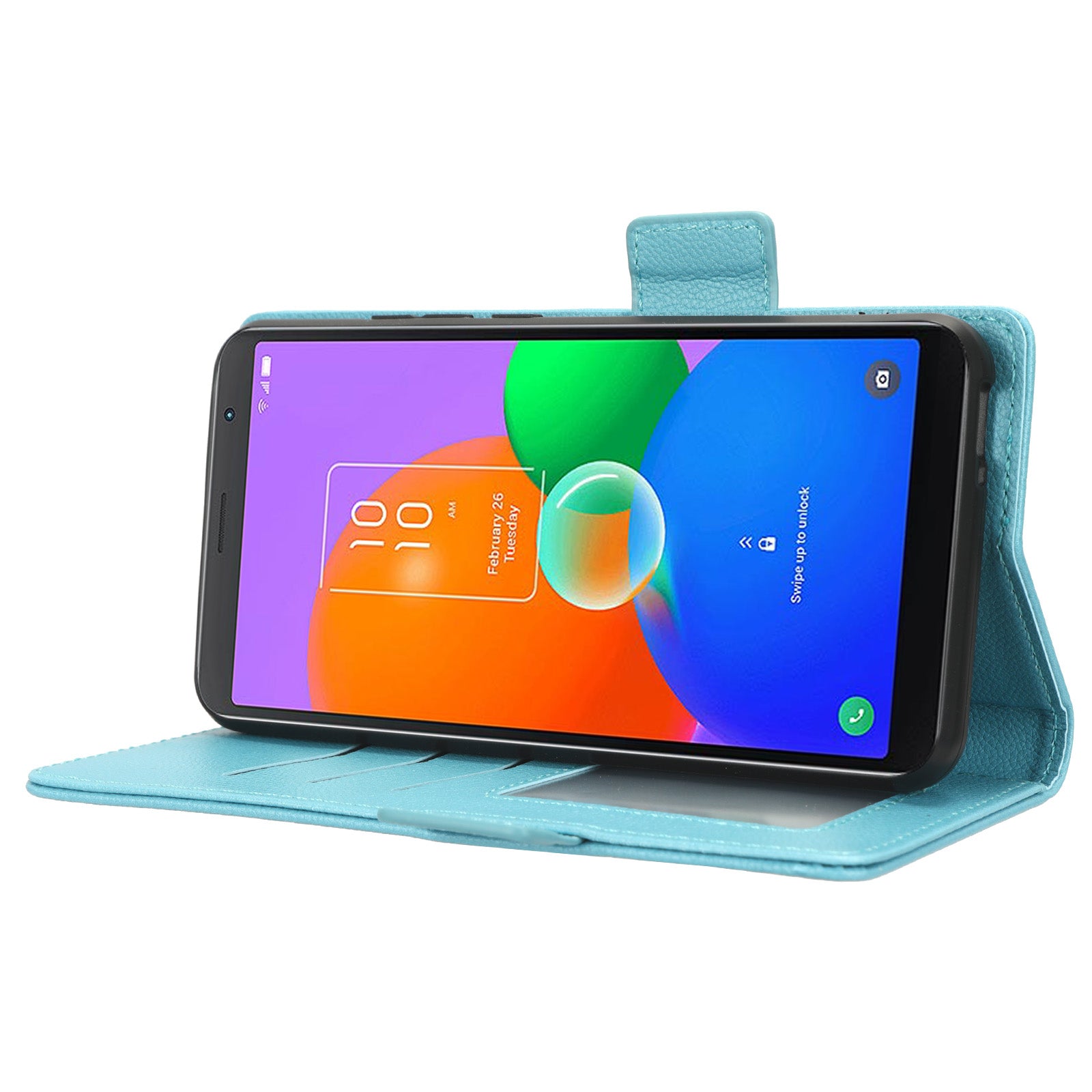 For TCL 403 Litchi Texture Mobile Phone Cover Wallet Stand PU Leather Dual Magnetic Clasp Phone Case