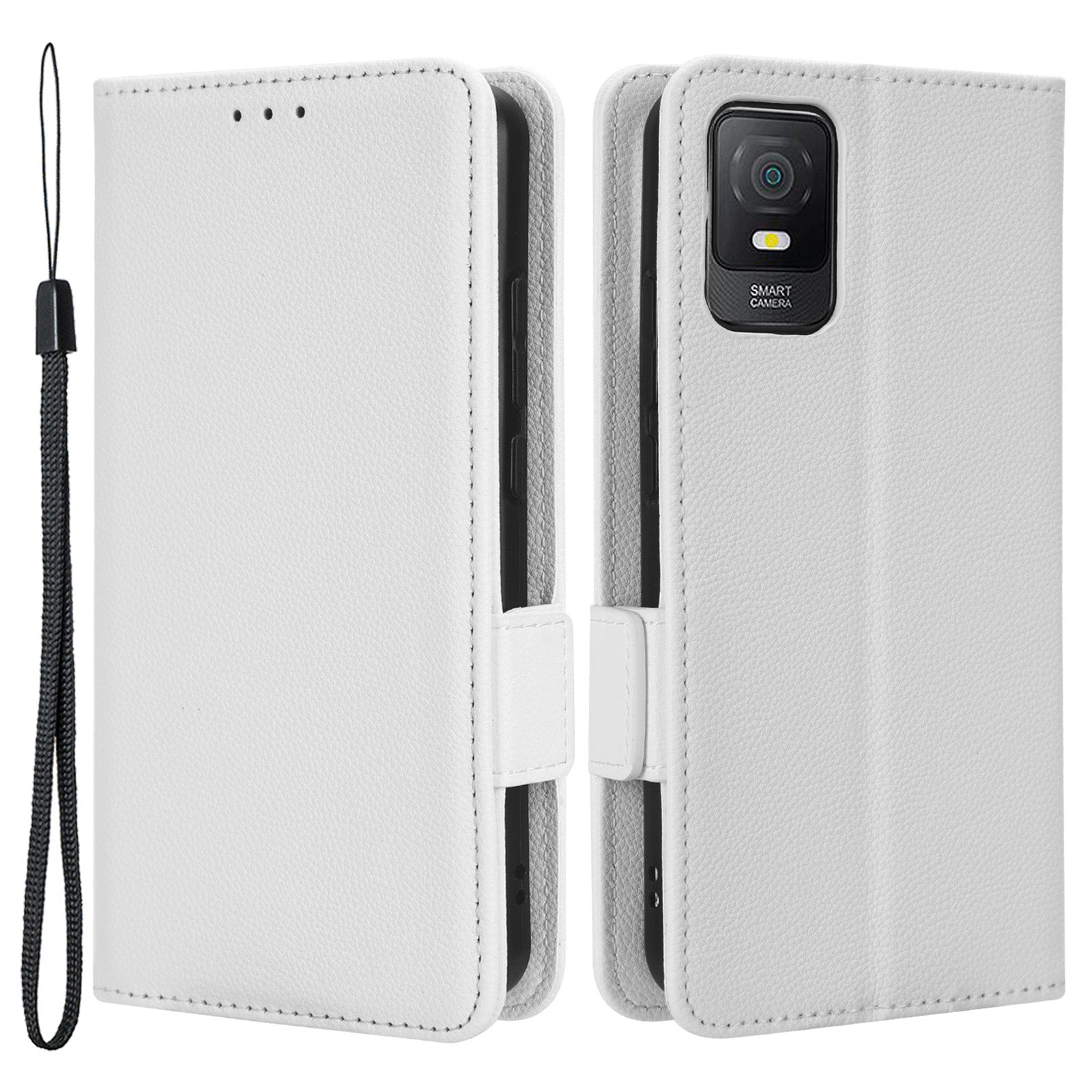 For TCL 403 Litchi Texture Mobile Phone Cover Wallet Stand PU Leather Dual Magnetic Clasp Phone Case