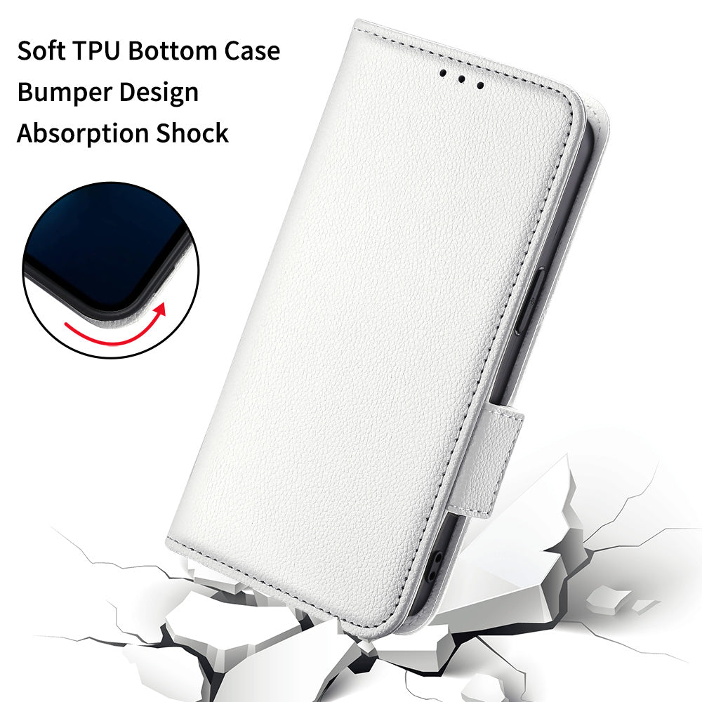 For TCL 403 Litchi Texture Mobile Phone Cover Wallet Stand PU Leather Dual Magnetic Clasp Phone Case