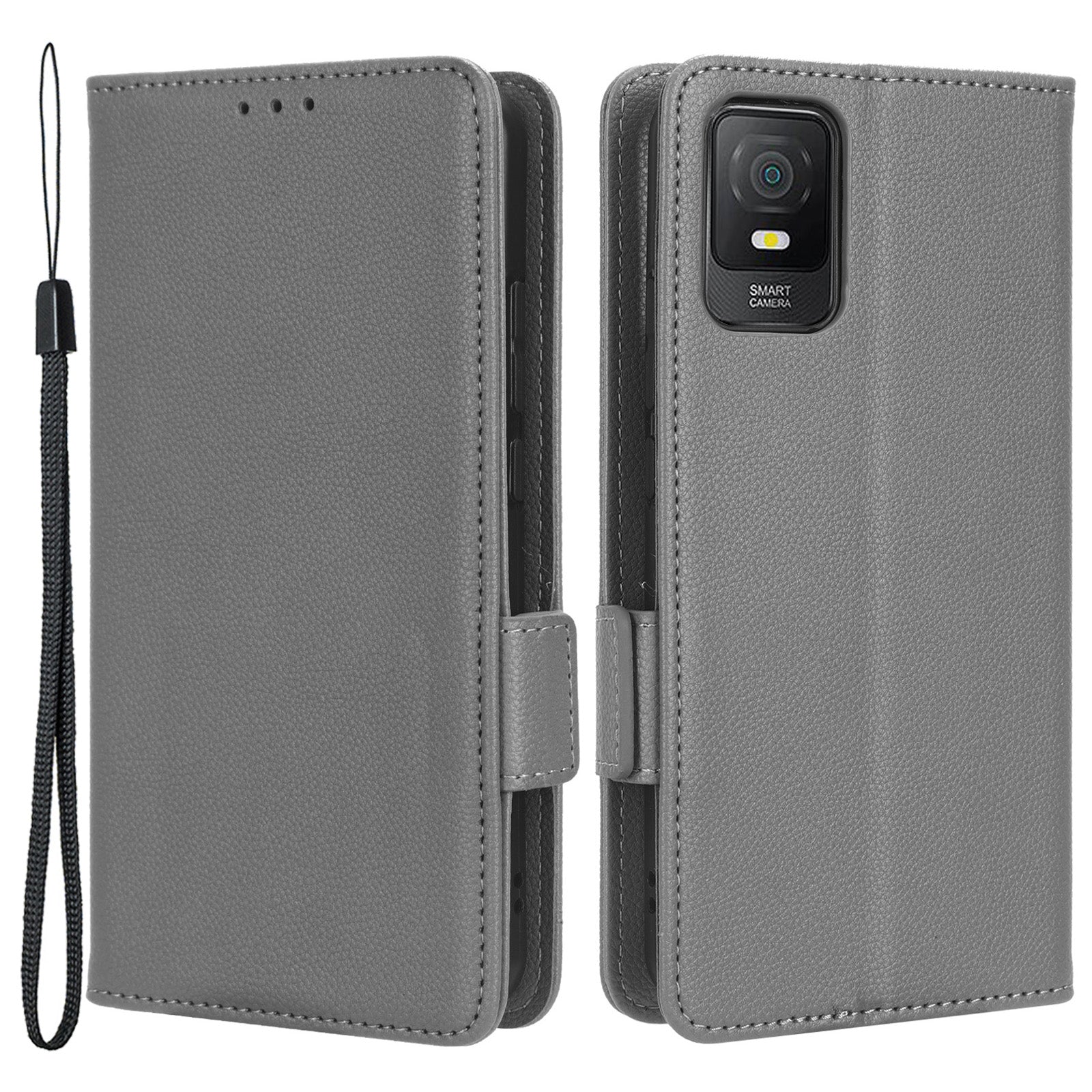 For TCL 403 Litchi Texture Mobile Phone Cover Wallet Stand PU Leather Dual Magnetic Clasp Phone Case