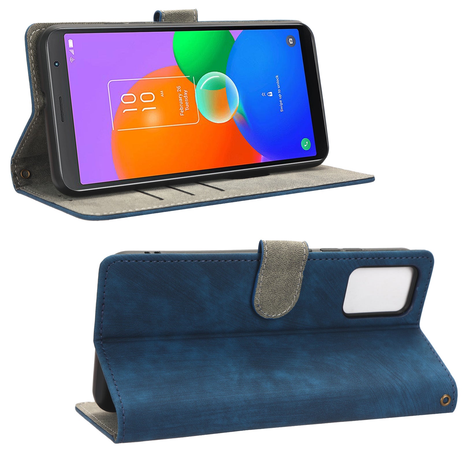 For TCL 403 Wallet Phone Flip Cover Leather Phone Case Phone Stand Shell with RFID Blocking Function