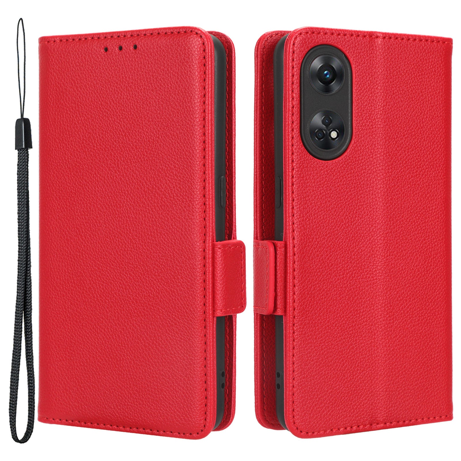 For Oppo Reno8 T 4G Leather Phone Case Litchi Texture Stand Wallet Flip Cover