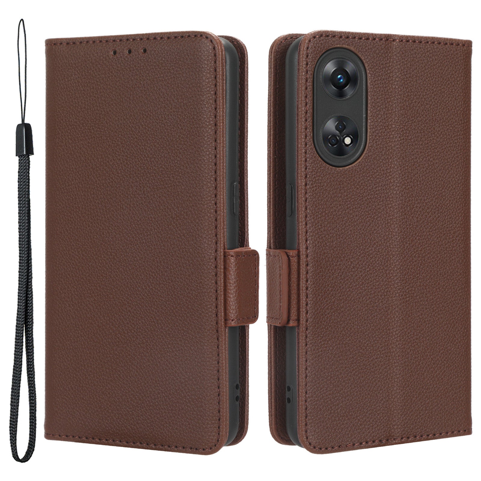 For Oppo Reno8 T 4G Leather Phone Case Litchi Texture Stand Wallet Flip Cover