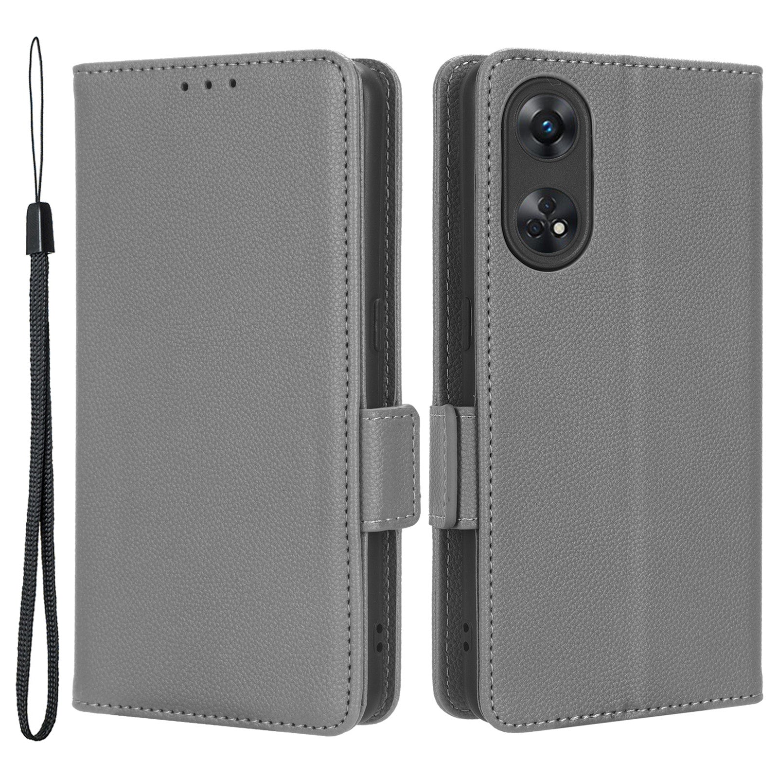 For Oppo Reno8 T 4G Leather Phone Case Litchi Texture Stand Wallet Flip Cover