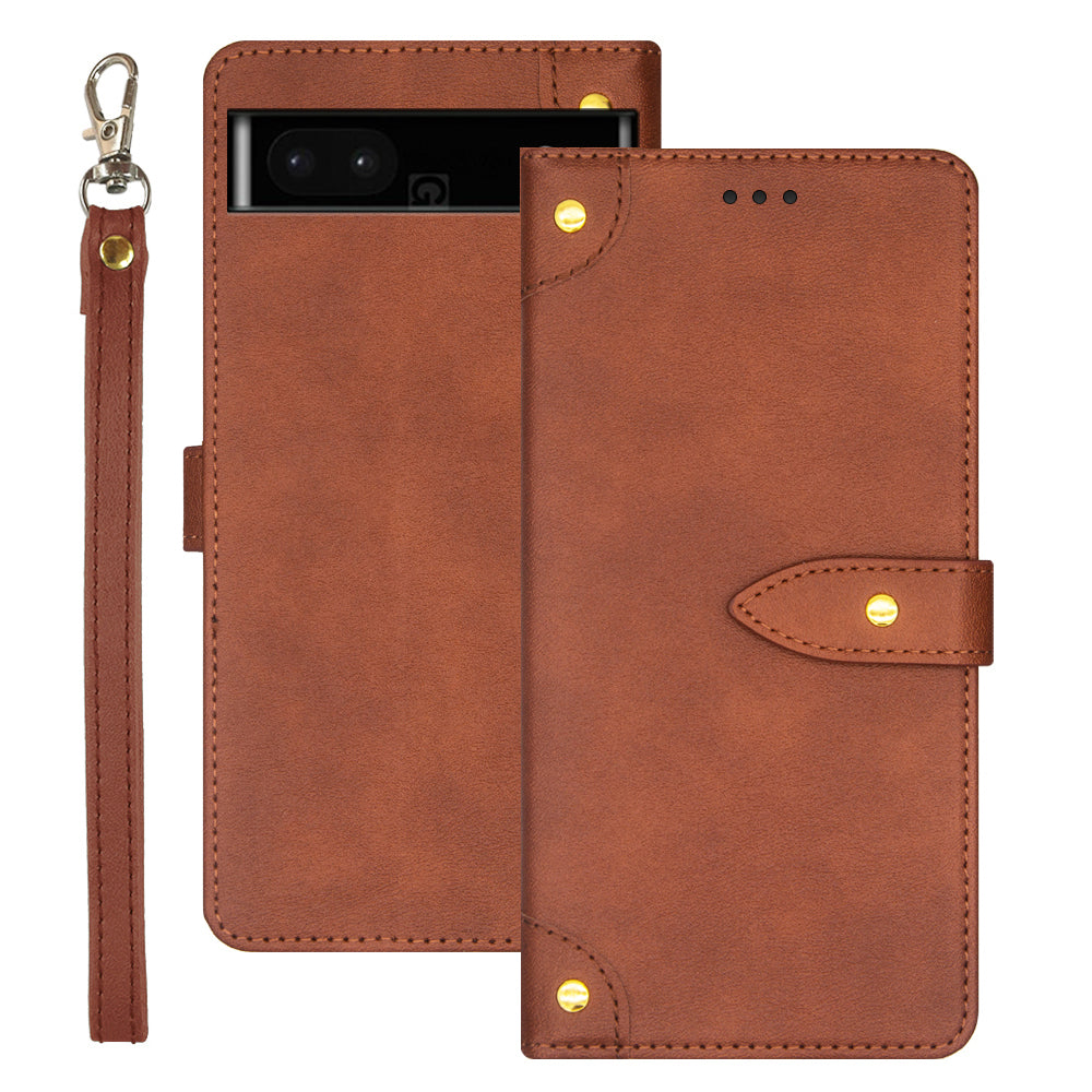 IDEWEI Phone Case for Google Pixel 7a Leather Shockproof Phone Cover with Card Slots Stand