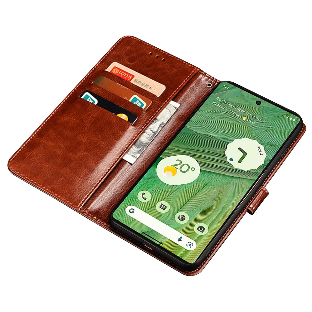 IDEWEI For Google Pixel 7a Anti-drop Cell Phone Cover Stand Wallet Protective PU Leather Phone Case
