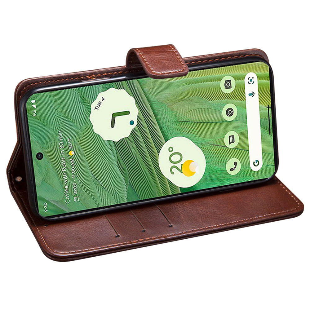 IDEWEI For Google Pixel 7a Anti-drop Cell Phone Cover Stand Wallet Protective PU Leather Phone Case