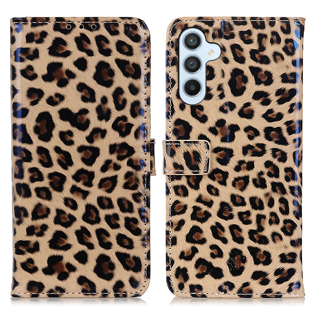 For Samsung Galaxy A24 4G Leopard Pattern Phone Leather Case Wallet Phone Stand Cover