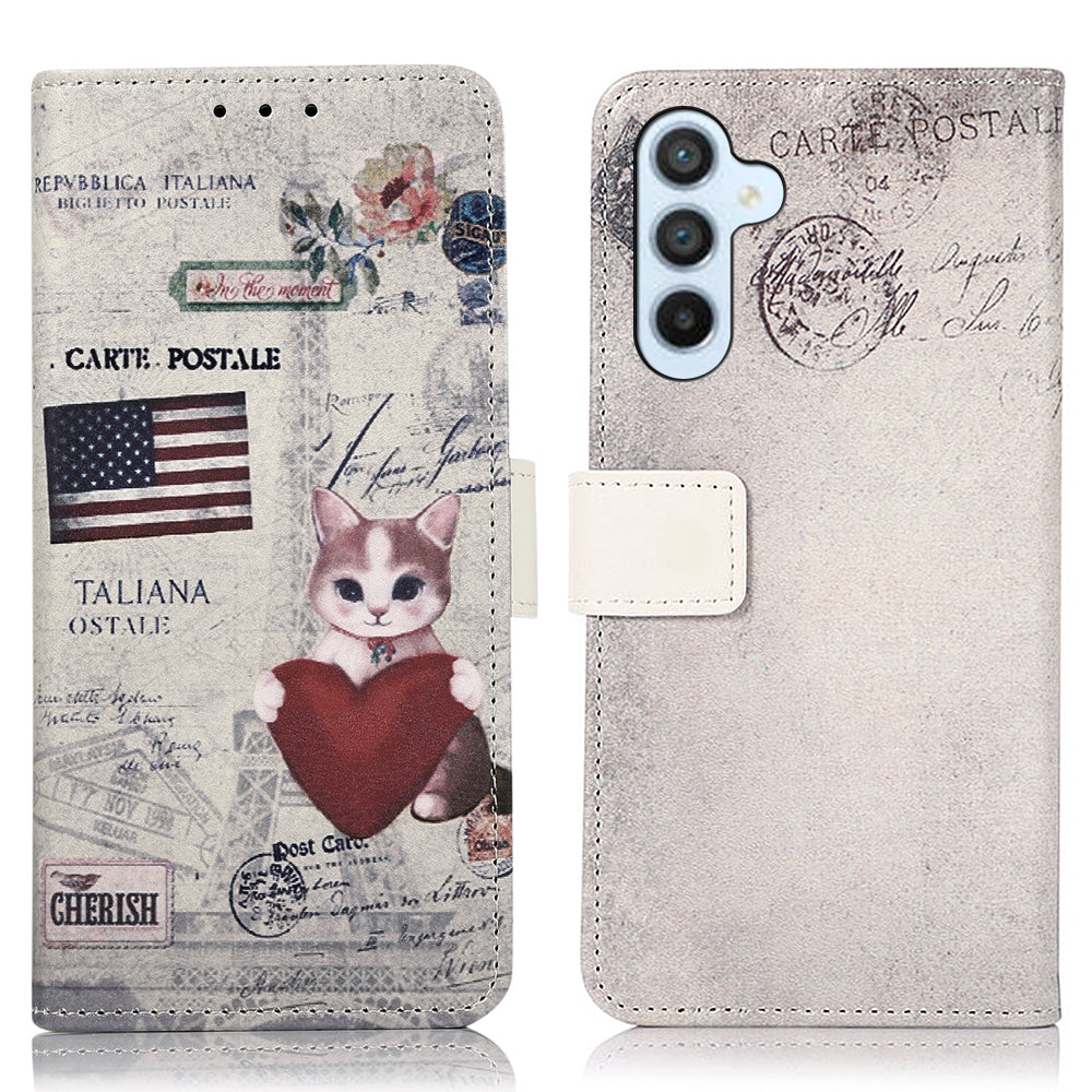 Phone Case for Samsung Galaxy A24 4G Pattern Printing Shell Wallet Stand PU Leather Phone Cover