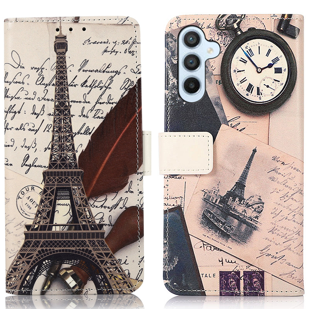 Phone Case for Samsung Galaxy A24 4G Pattern Printing Shell Wallet Stand PU Leather Phone Cover