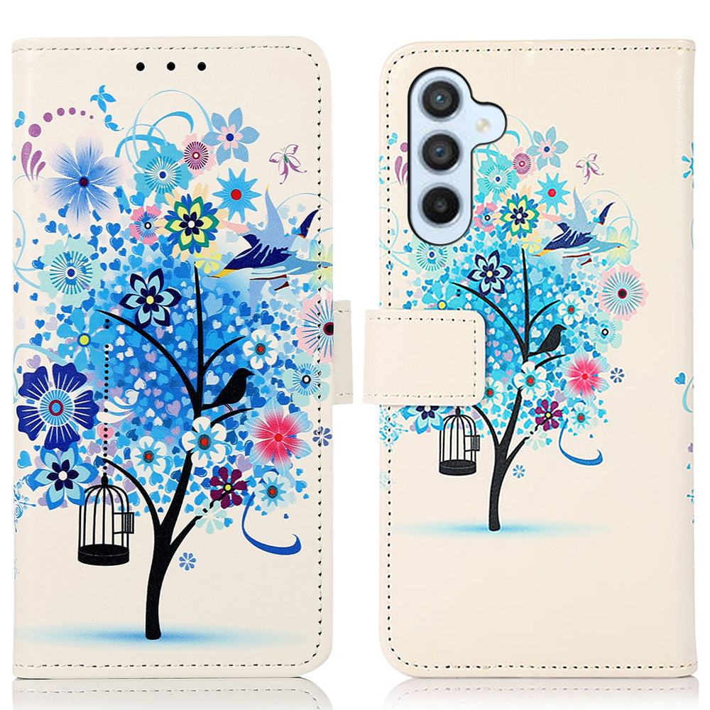 Phone Case for Samsung Galaxy A24 4G Pattern Printing Shell Wallet Stand PU Leather Phone Cover