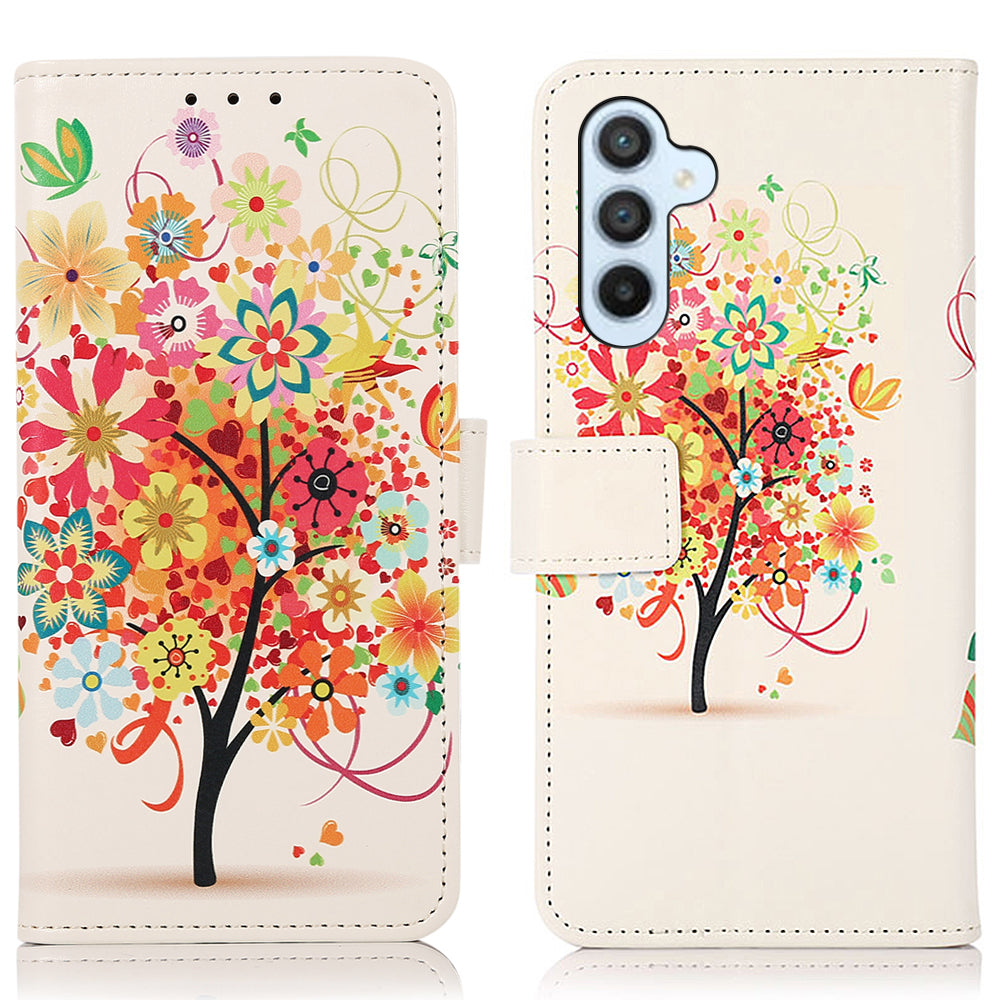 Phone Case for Samsung Galaxy A24 4G Pattern Printing Shell Wallet Stand PU Leather Phone Cover