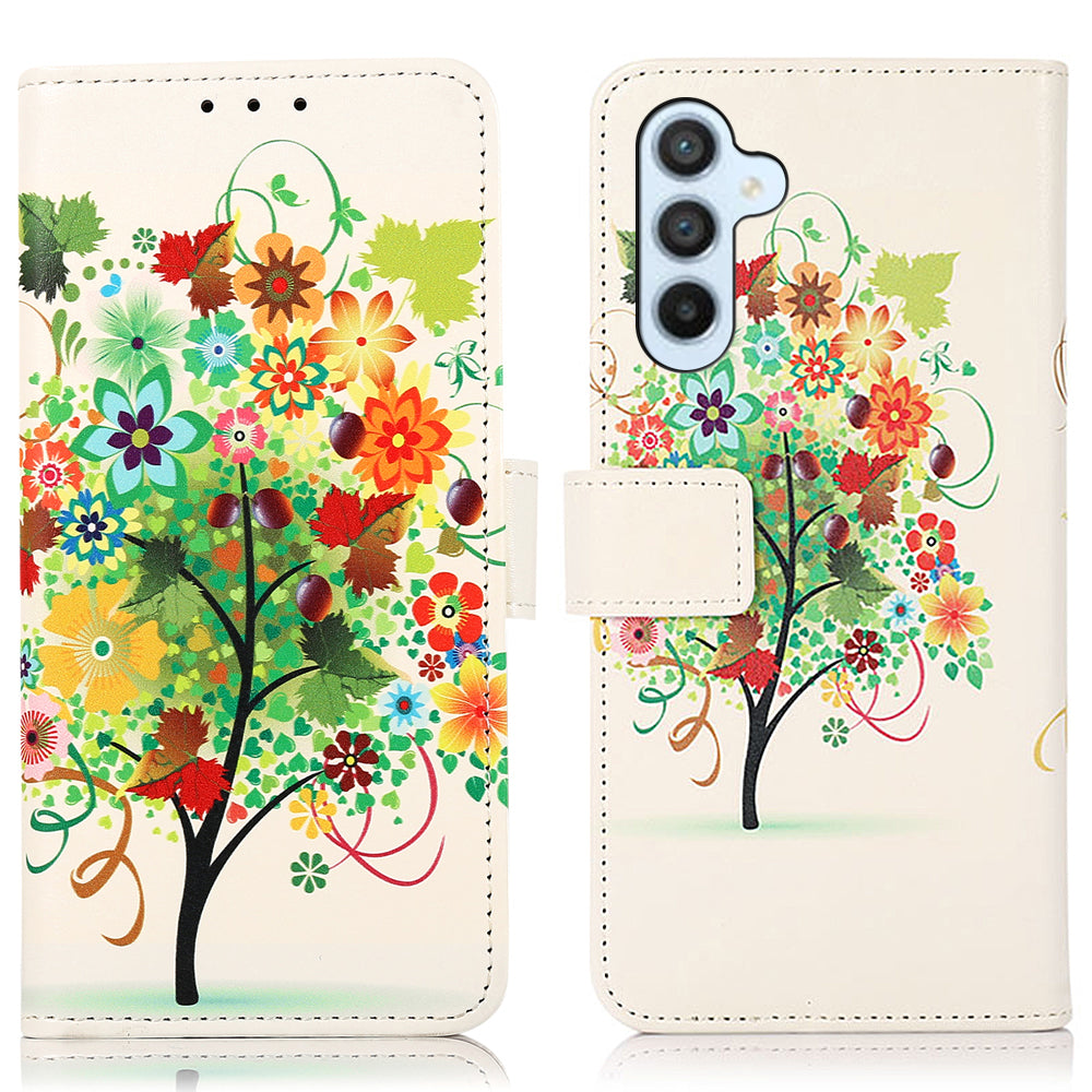 Phone Case for Samsung Galaxy A24 4G Pattern Printing Shell Wallet Stand PU Leather Phone Cover