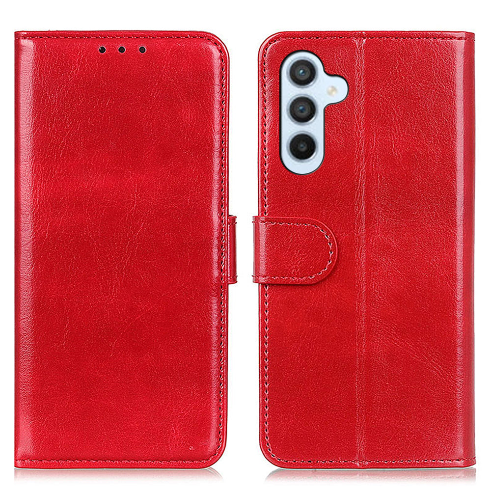 Anti-fall Phone Case For Samsung Galaxy A24 4G Flip PU Leather Crazy Horse Texture Wallet Stand Phone Cover