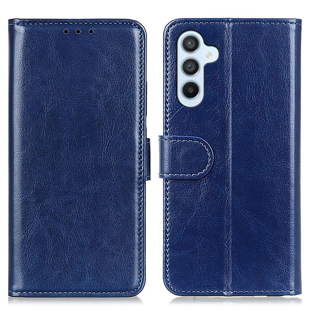 Anti-fall Phone Case For Samsung Galaxy A24 4G Flip PU Leather Crazy Horse Texture Wallet Stand Phone Cover
