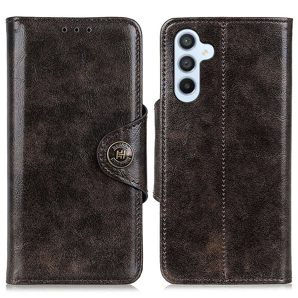 KHAZHEN PU Leather Phone Case For Samsung Galaxy A24 4G Wallet Textured Stand Protective Mobile Phone Cover