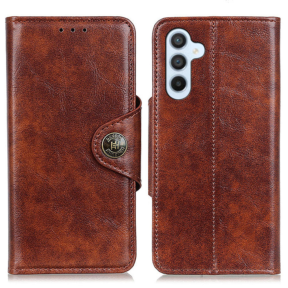 KHAZHEN PU Leather Phone Case For Samsung Galaxy A24 4G Wallet Textured Stand Protective Mobile Phone Cover