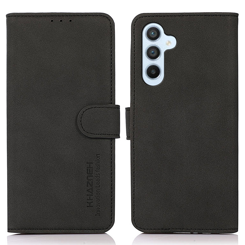 KHAZNEH Protective Phone Case For Samsung Galaxy A24 4G Textured Flip Leather Wallet Phone Cover Stand
