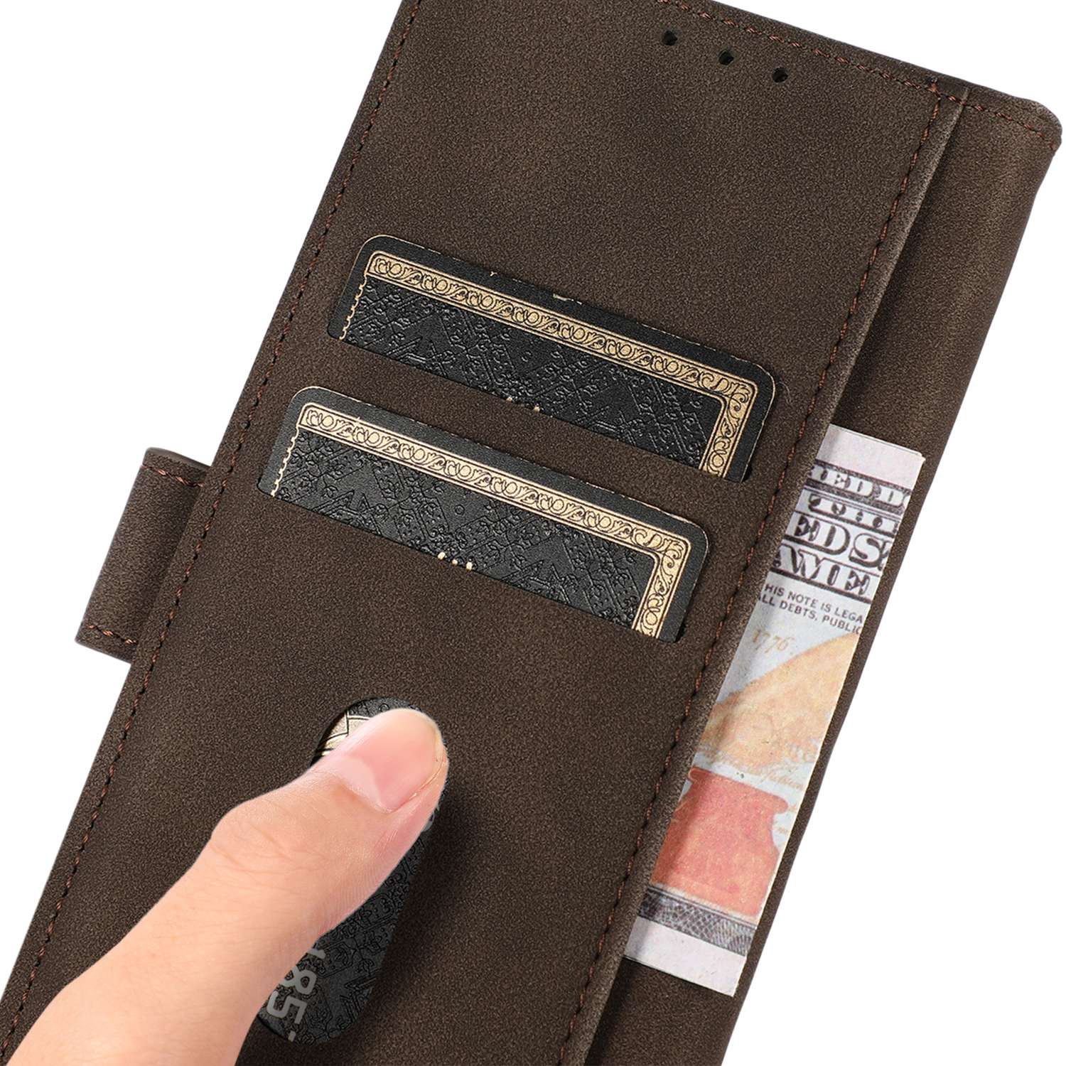 KHAZNEH Protective Phone Case For Samsung Galaxy A24 4G Textured Flip Leather Wallet Phone Cover Stand