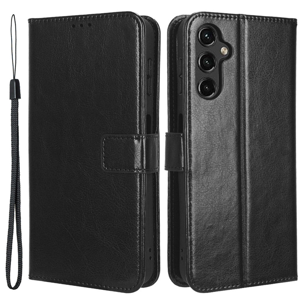 For Samsung Galaxy A14 4G Strong Magnetic Clasp Phone Stand Wallet Cover Crazy Horse Texture Leather Phone Case