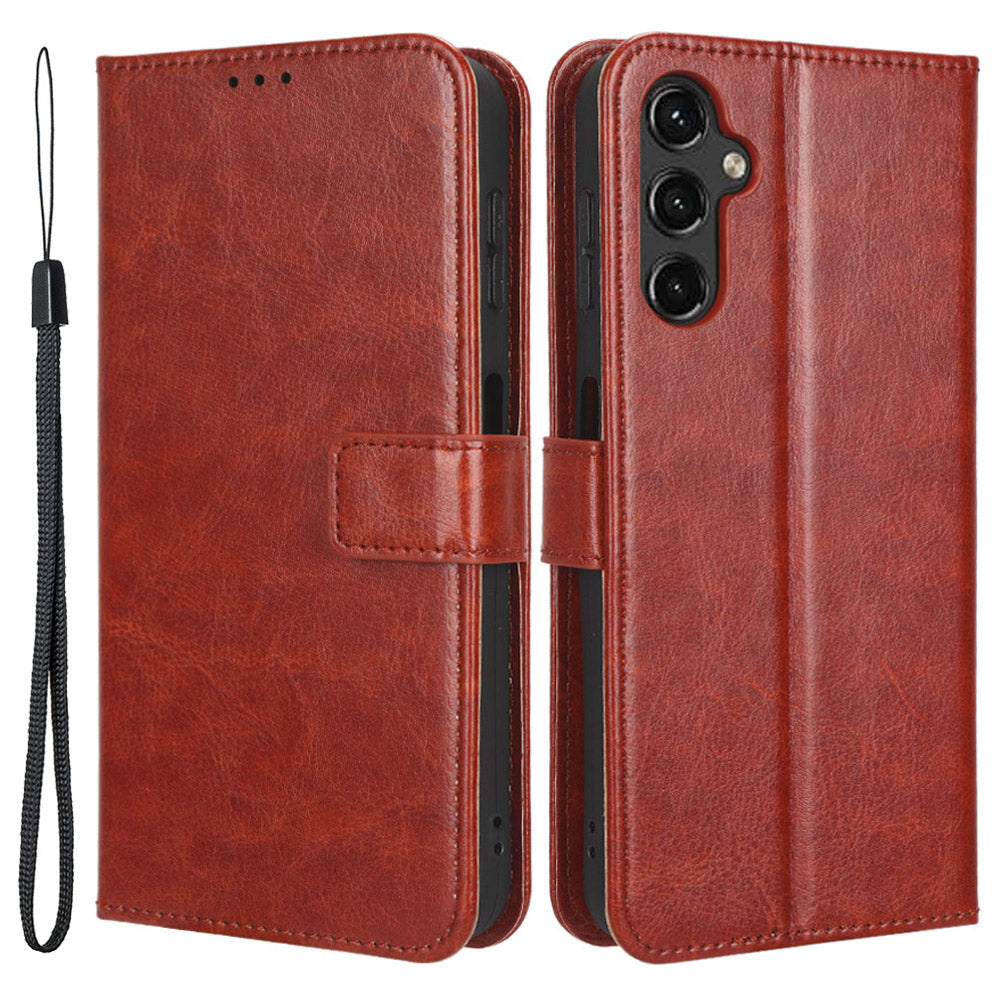 For Samsung Galaxy A14 4G Strong Magnetic Clasp Phone Stand Wallet Cover Crazy Horse Texture Leather Phone Case