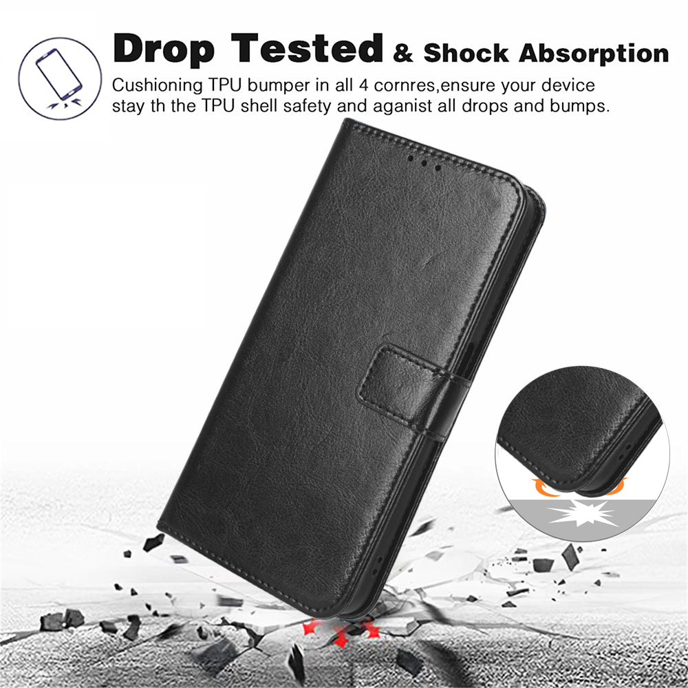 For Samsung Galaxy A14 4G Strong Magnetic Clasp Phone Stand Wallet Cover Crazy Horse Texture Leather Phone Case