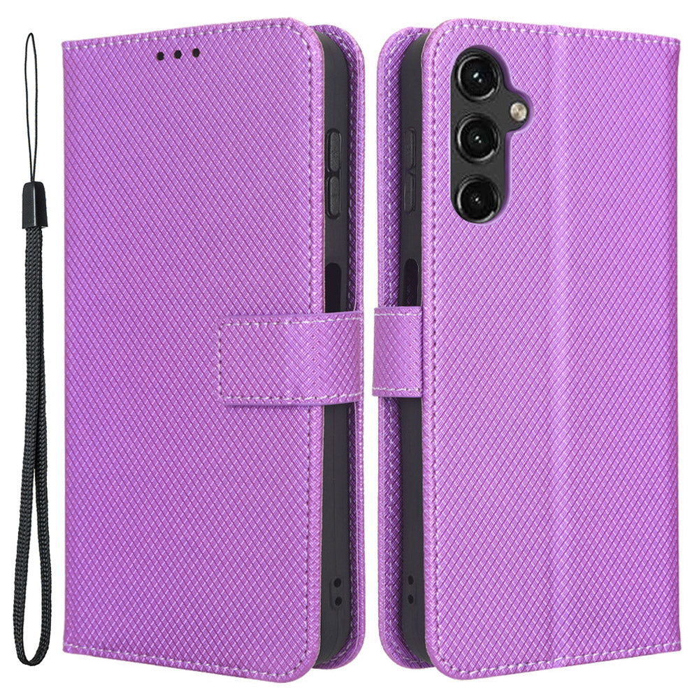 For Samsung Galaxy A14 4G Diamond Texture Leather Wallet Phone Cover Shockproof Phone Stand Case