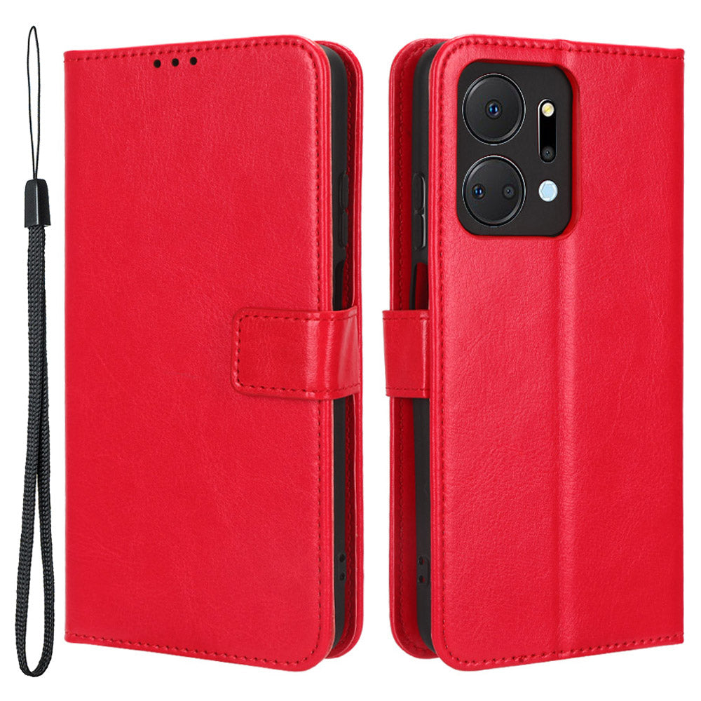 PU Leather Phone Wallet Case for Honor X7a 5G Play7T 5G Crazy Horse Texture Stand Mobile Phone Cover