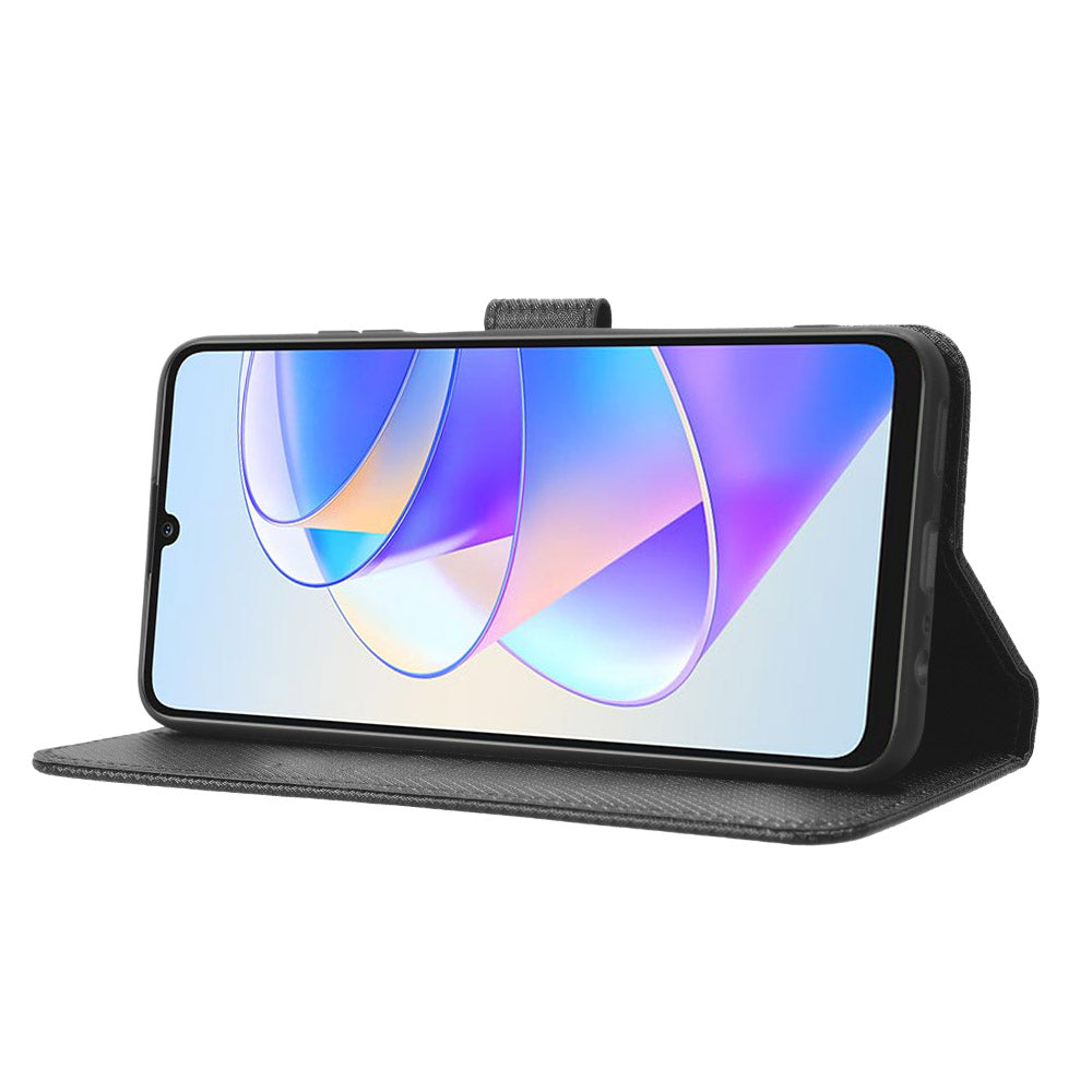 PU Leather Case for Honor X7a 5G Play7T 5G Diamond Texture Wallet Stand Mobile Phone Cover