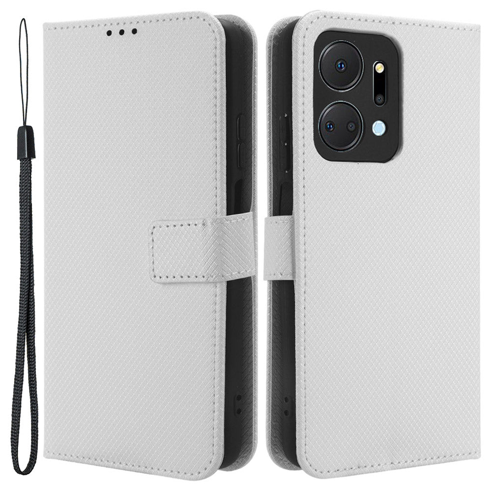 PU Leather Case for Honor X7a 5G Play7T 5G Diamond Texture Wallet Stand Mobile Phone Cover