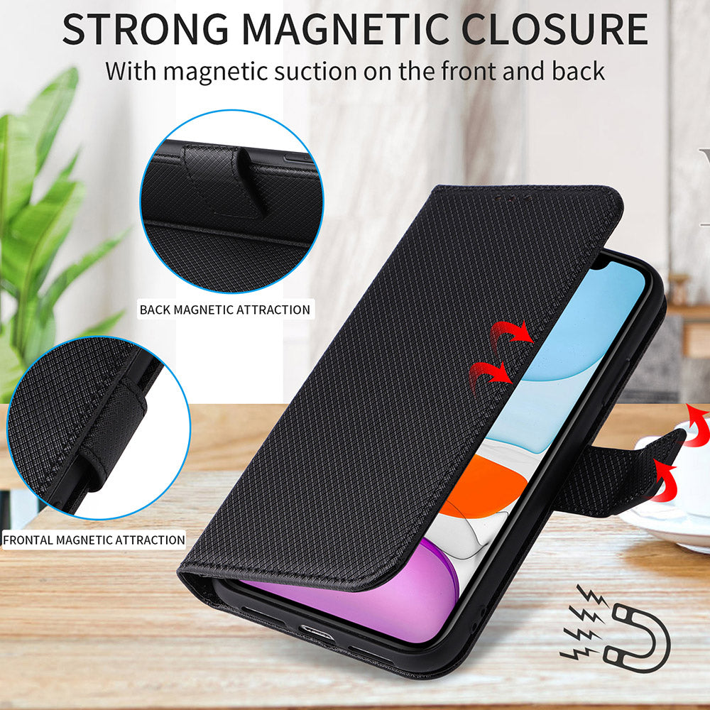 PU Leather Case for Honor X7a 5G Play7T 5G Diamond Texture Wallet Stand Mobile Phone Cover