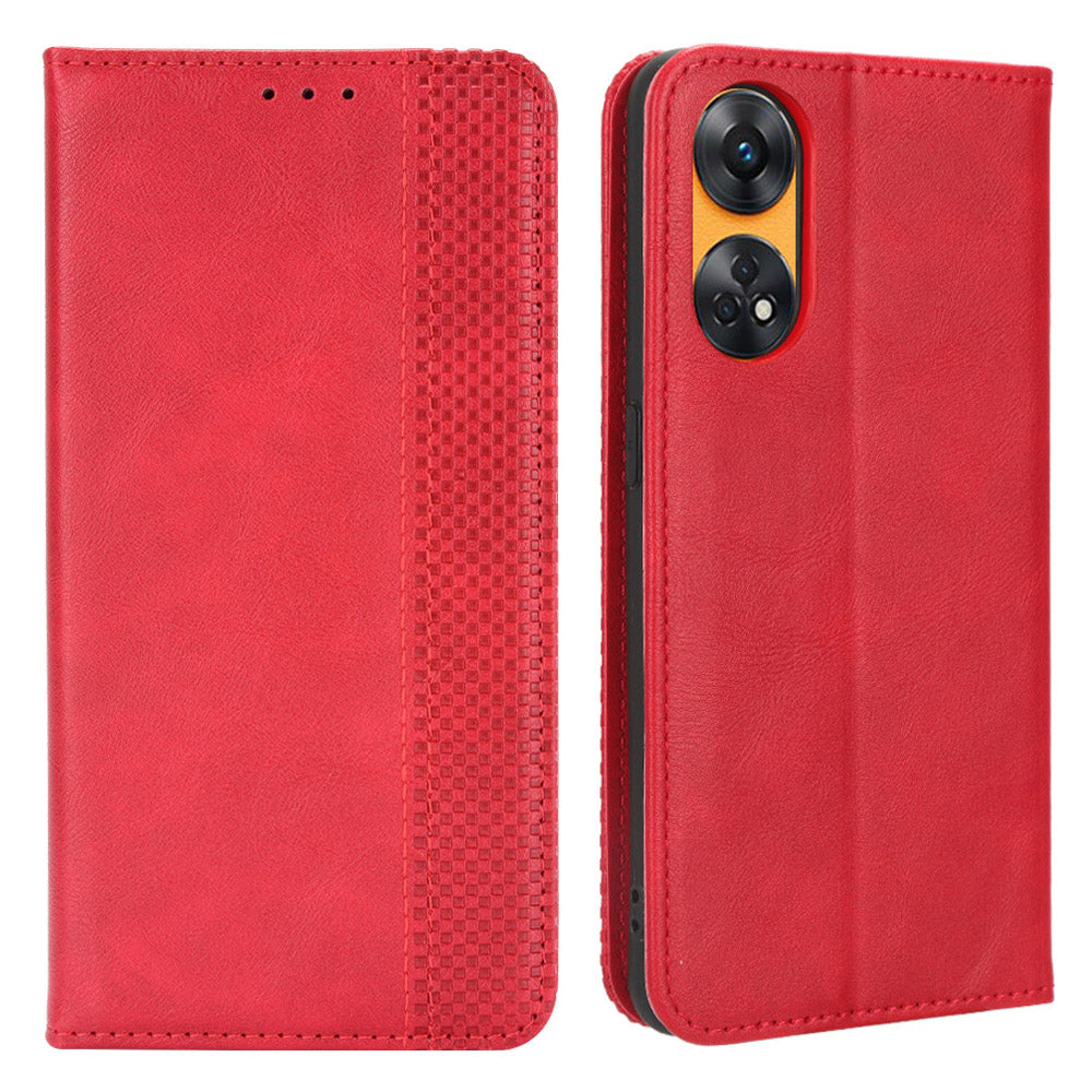 For Oppo Reno8 T 4G Phone Wallet Case Retro Texture PU Leather Stand Cell Phone Cover