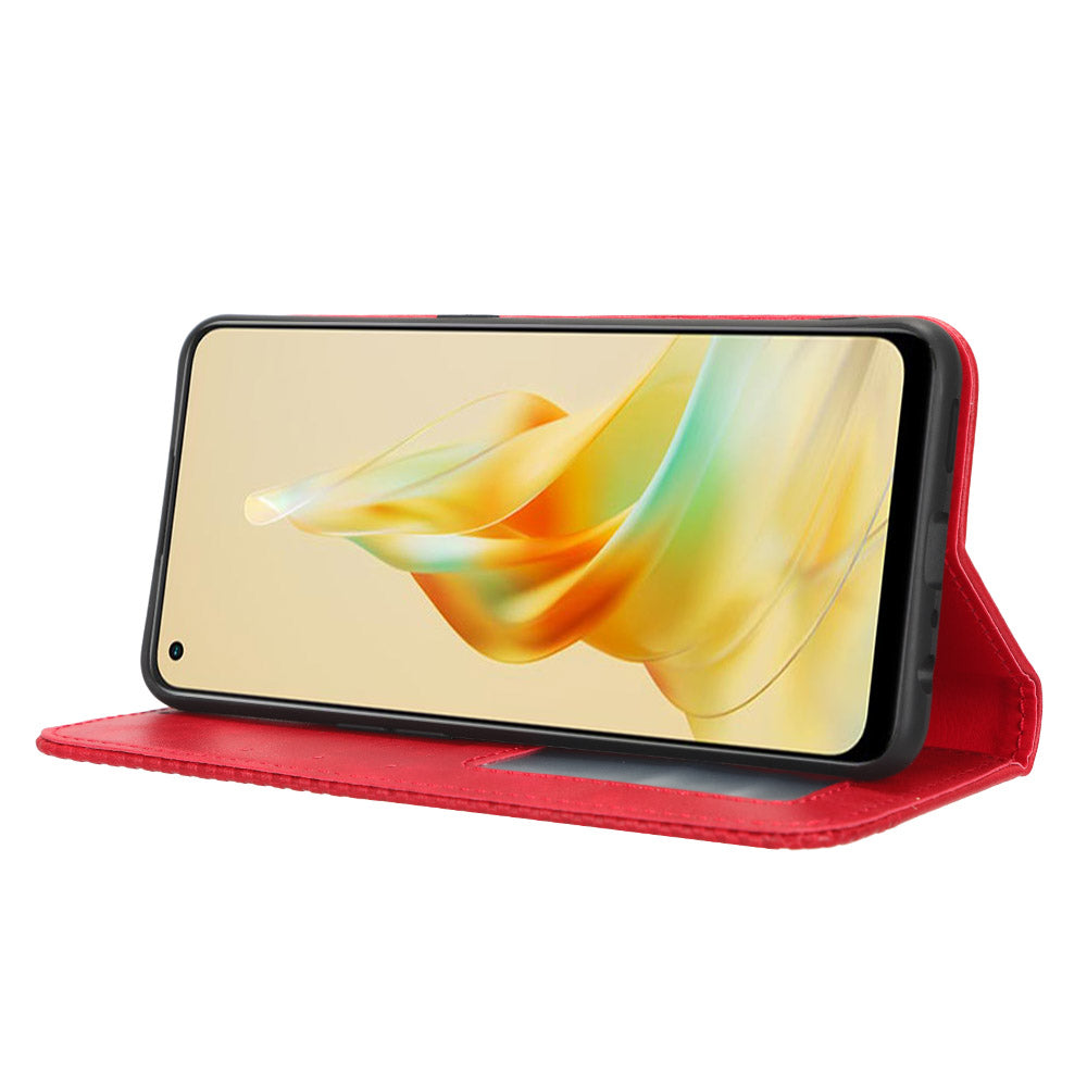 For Oppo Reno8 T 4G Phone Wallet Case Retro Texture PU Leather Stand Cell Phone Cover