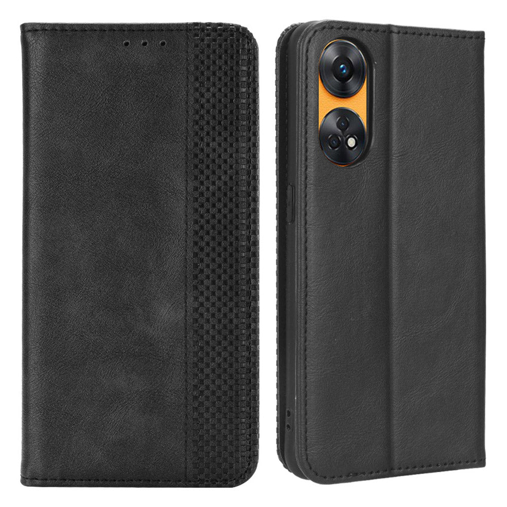 For Oppo Reno8 T 4G Phone Wallet Case Retro Texture PU Leather Stand Cell Phone Cover