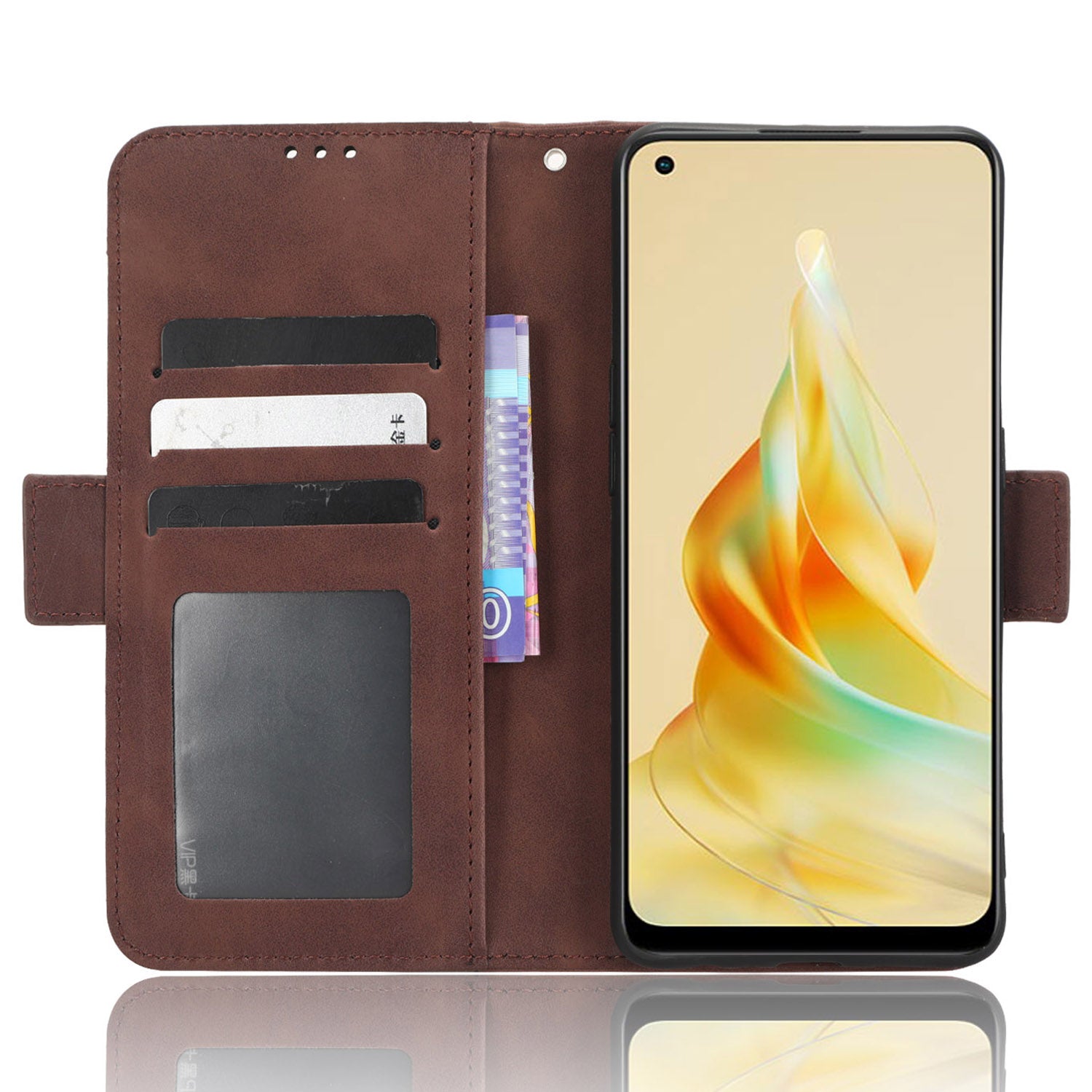 For Oppo Reno8 T 4G Cell Phone Cover Multiple Card Slots PU Leather Wallet Phone Stand Case