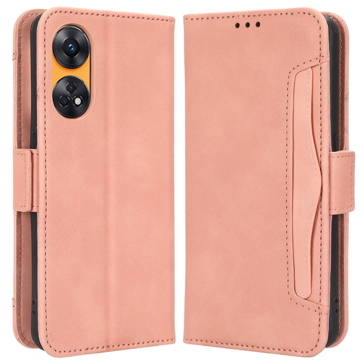 For Oppo Reno8 T 4G Cell Phone Cover Multiple Card Slots PU Leather Wallet Phone Stand Case
