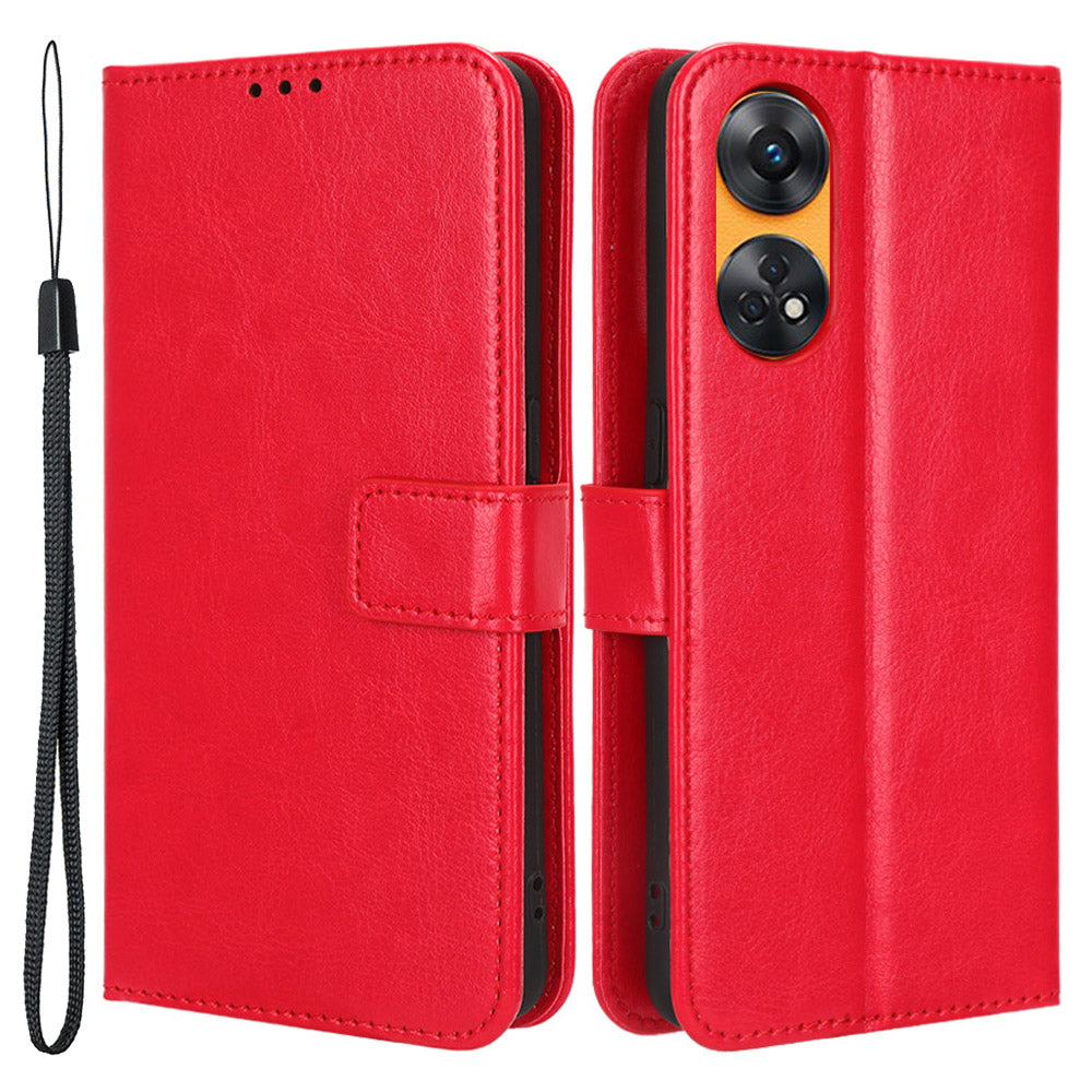 Phone Leather Case for Oppo Reno8 T 4G Wallet Stand Crazy Horse Texture Phone Cover