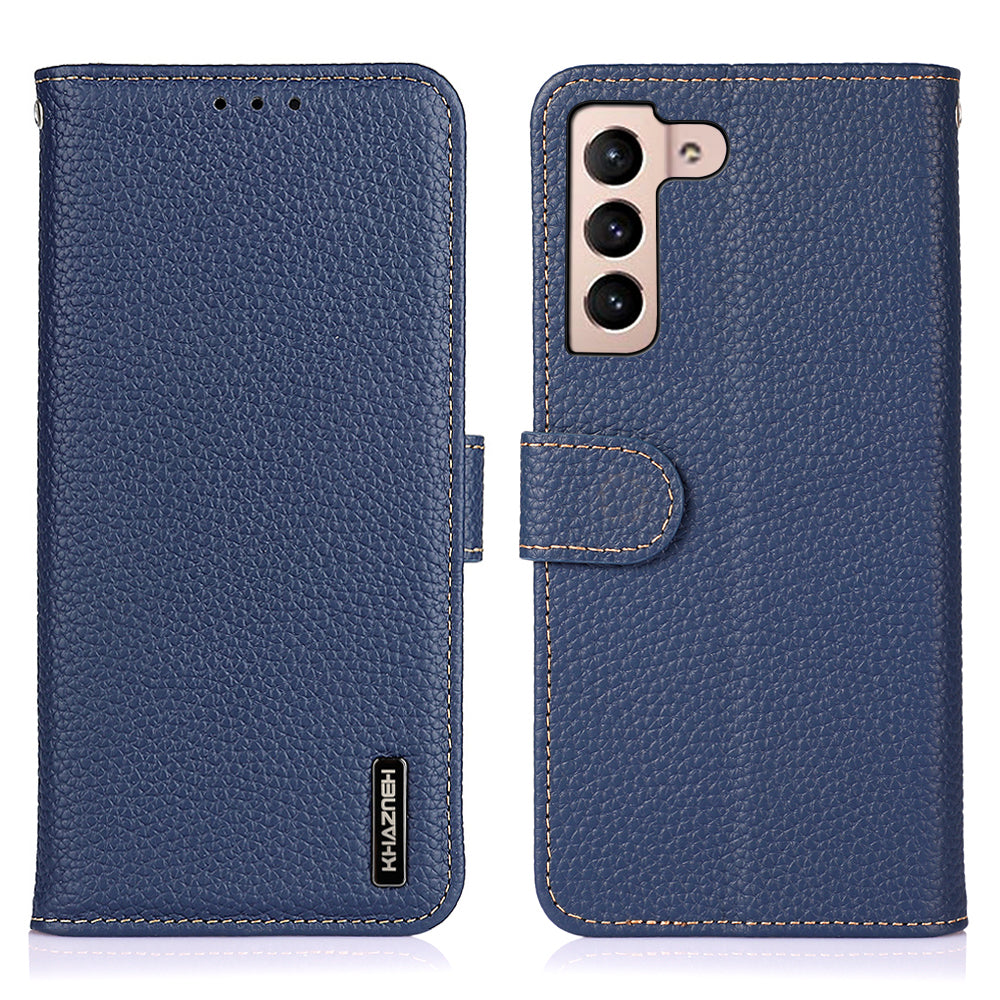 KHAZNEH For Samsung Galaxy A24 4G Genuine Leather Phone Cover Litchi Texture Flip Wallet Case Stand