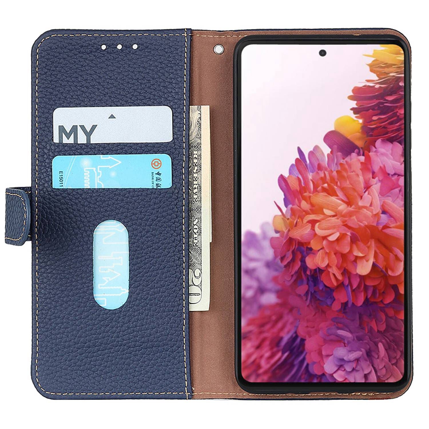 KHAZNEH For Samsung Galaxy A24 4G Genuine Leather Phone Cover Litchi Texture Flip Wallet Case Stand