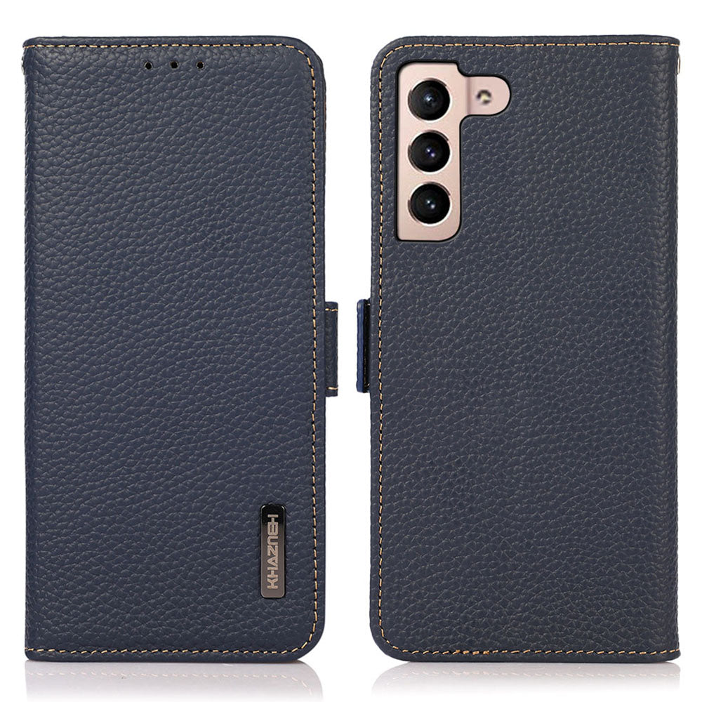 KHAZNEH Anti-drop Phone Case For Samsung Galaxy A24 4G Genuine Leather RFID Blocking Cell Phone Cover Stand Wallet