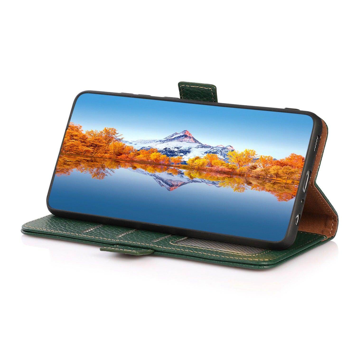 KHAZNEH Anti-drop Phone Case For Samsung Galaxy A24 4G Genuine Leather RFID Blocking Cell Phone Cover Stand Wallet