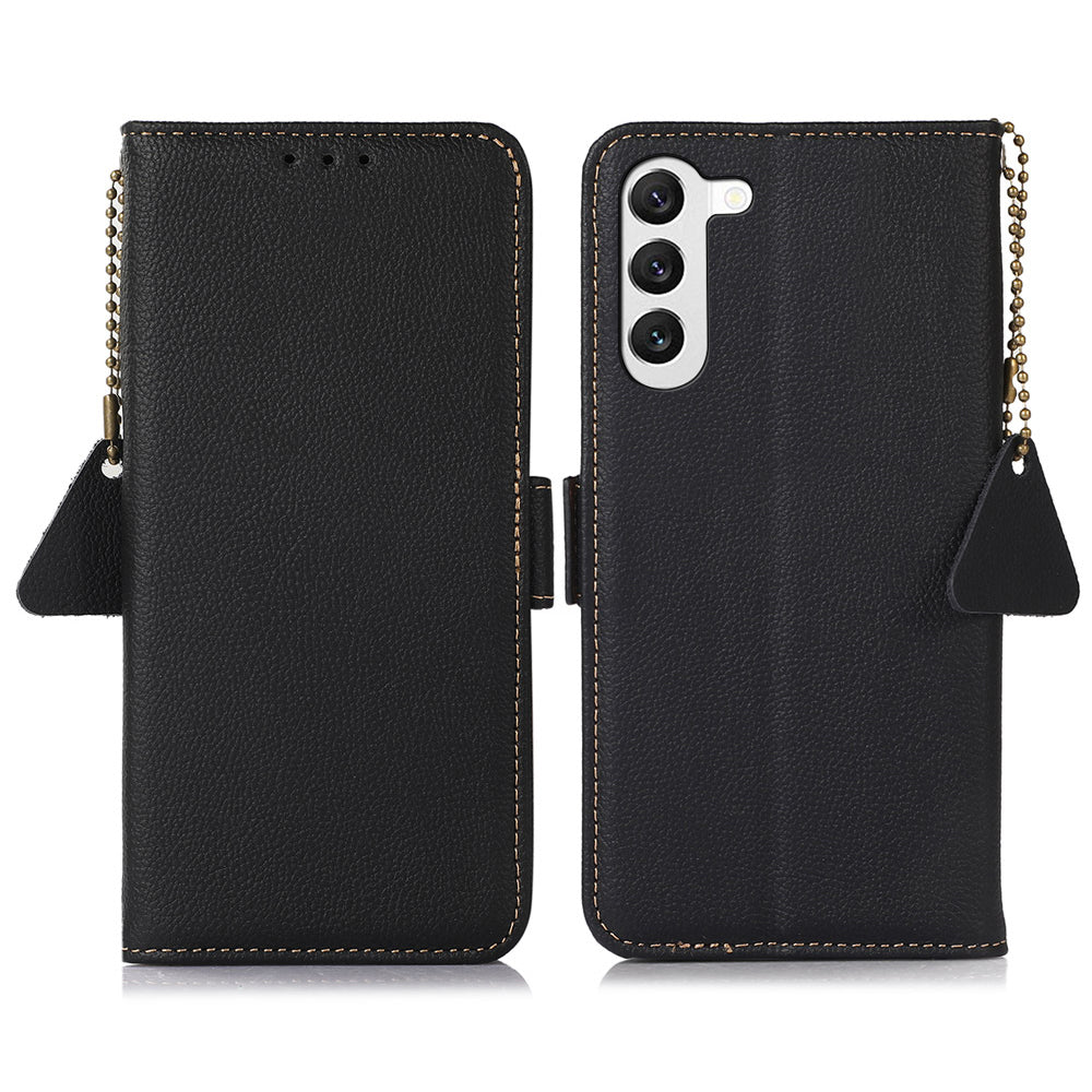 TJ Anti-scratch Phone Case for Samsung Galaxy A24 4G RFID Blocking Stand Flip Leather Wallet Phone Cover