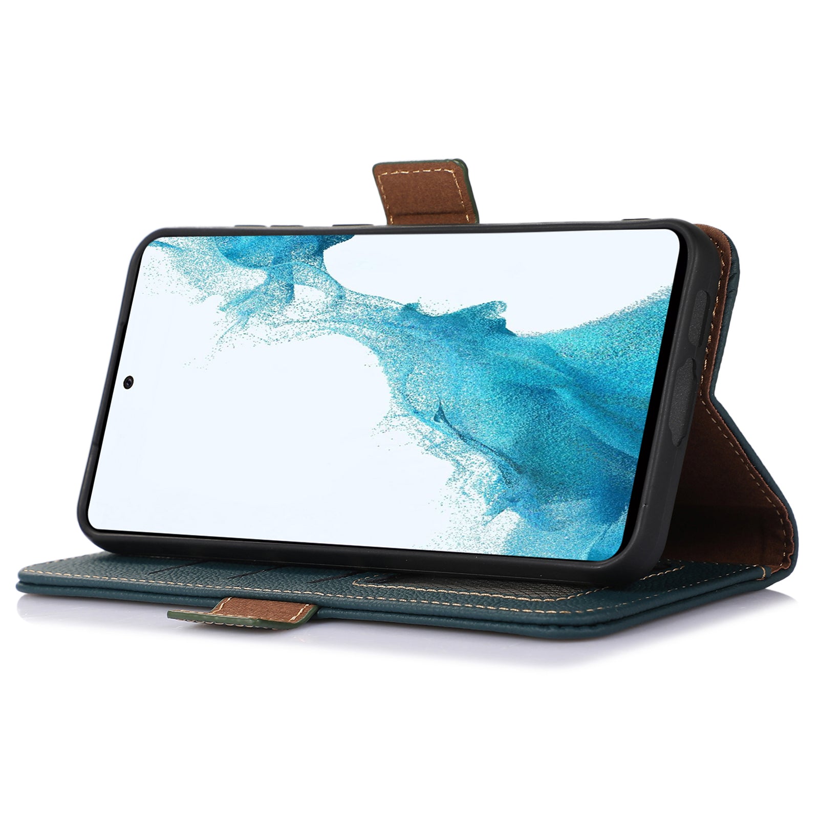 TJ Anti-scratch Phone Case for Samsung Galaxy A24 4G RFID Blocking Stand Flip Leather Wallet Phone Cover