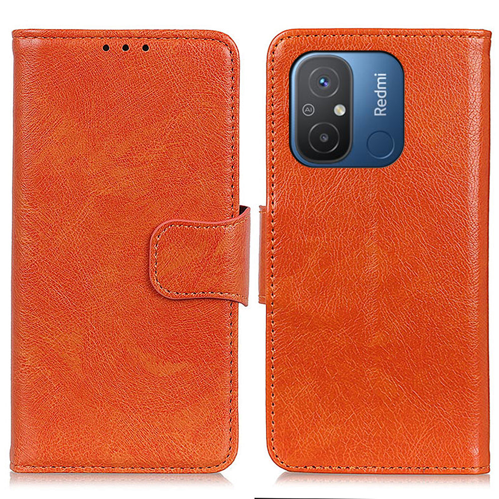 For Xiaomi Redmi 12C 4G 11A 4G Split Leather Protective Phone Case Nappa Texture Stand Flip Wallet Phone Cover