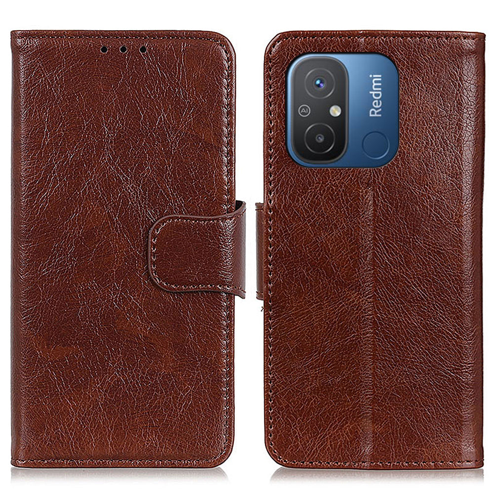 For Xiaomi Redmi 12C 4G 11A 4G Split Leather Protective Phone Case Nappa Texture Stand Flip Wallet Phone Cover