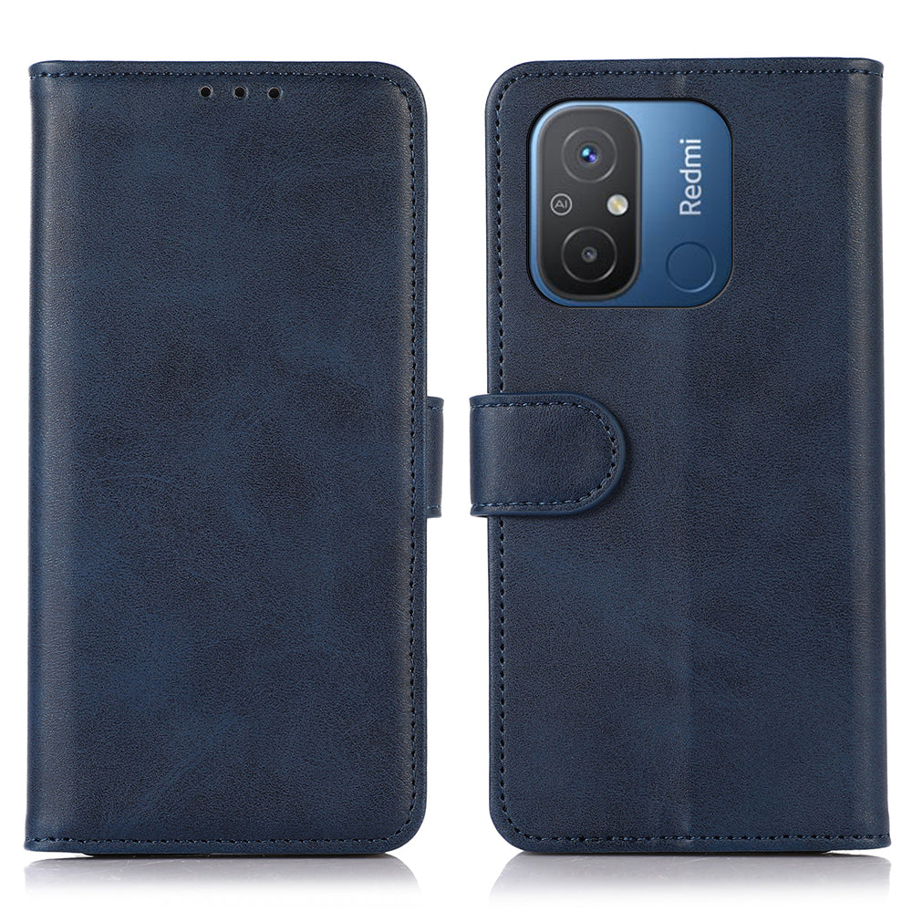 For Xiaomi Redmi 12C 4G 11A 4G Anti-shock Cell Phone Case Cowhide Texture PU Leather Stand Wallet Phone Cover