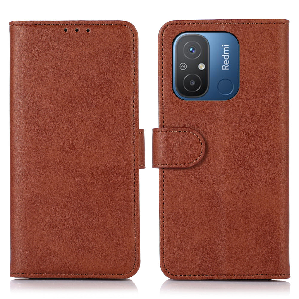 For Xiaomi Redmi 12C 4G 11A 4G Anti-shock Cell Phone Case Cowhide Texture PU Leather Stand Wallet Phone Cover