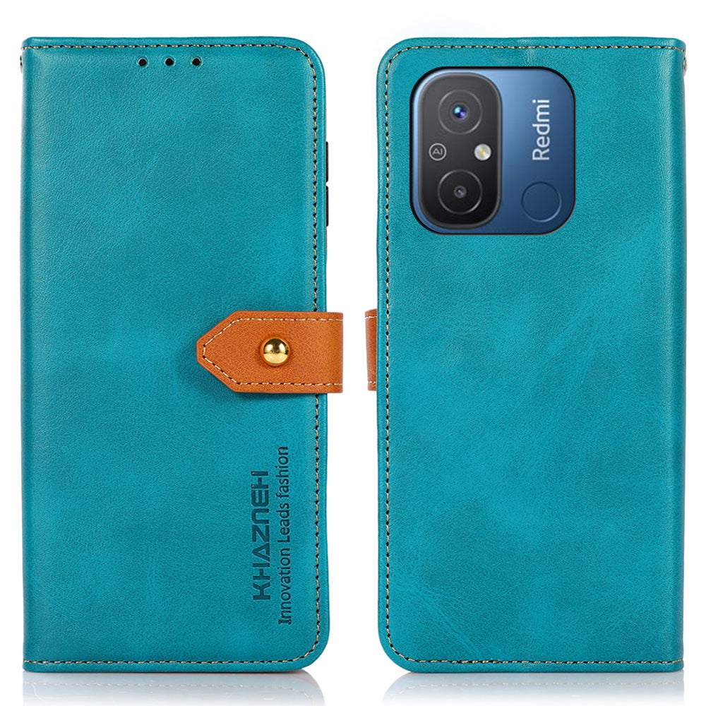 KHAZNEH For Xiaomi Redmi 12C 4G 11A 4G Cowhide Texture Flip Leather Wallet Cover Stand Anti-drop Phone Case