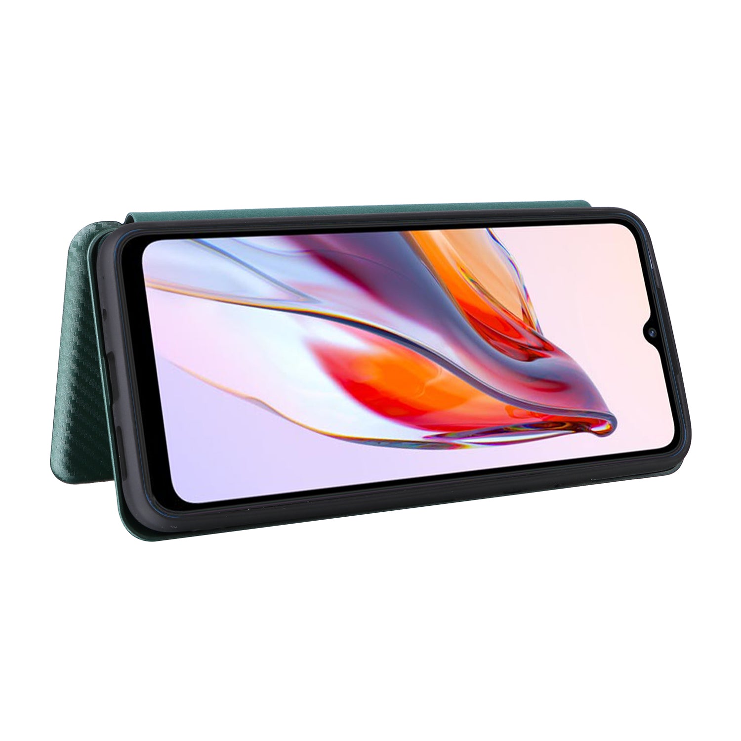 For Xiaomi Redmi 12C 4G Phone Case Card Holder Magnetic Auto-absorbed Carbon Fiber Texture Flip Leather Cover Stand